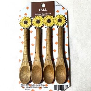 Autumn/Fall wooden tsp. Spoons. Sunflower